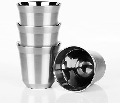 DECOLUSH 75mL (2.5 Ounce) Stainless Steel Espresso Cups – 4 Pack Double Wall Insulated Cups Demitasse Cups Coffee Cup For Drinking, Drinking Coffee, Drinking Beverages