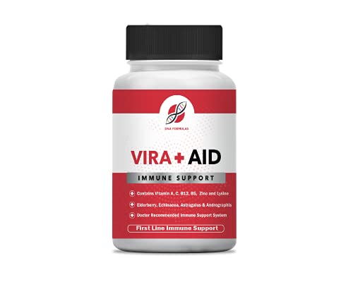 DNA Formulas Vira+Aid 60 Capsules Powerful Immune Formula with Vitamin A and C, B12, Pantothenic Acid, Zinc, Lysine, Elderberry, Echinacea, Astragalus DNA Formulas Vira+Aid 60 Capsules Powerful Immune Formula with Vitamin A and C, B12, Pantothenic Acid, Zinc, Lysine, Elderberry, Echinacea, Astragalus