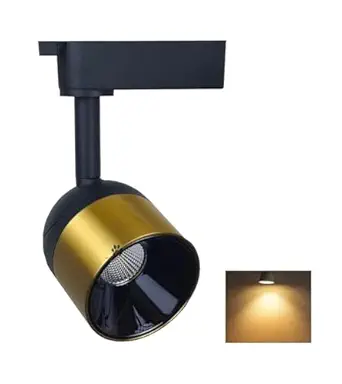 Mufasa 12 Watts Black Body Gold Finish LED Track Light Spot Light/Focus Light (for Track/TrackRail System) | Track Rail NOT Included | (Warm White)