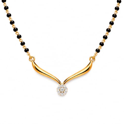 Image of DISHIS 14 /18K Yellow and Diamond Tanmaniya Mangalsutra for Women