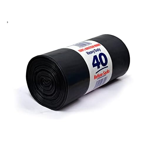 Homewise 40 Bin Bags Heavy Duty 100L Bin Bag Refuse Sacks Pack Of 40 Black Bags For Rubbish Large Bin Bags Eco Friendly for Home Offices & Garden Extra Strong Bin Liners Made from Recycled Material Cover