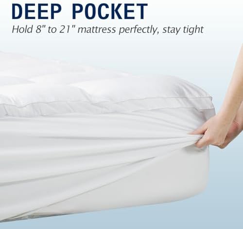 SOPAT Mattress Topper King Size Extra Thick Mattress Pad 8-21" Deep Pocket Soft Down Alternative Fill Mattress Protector Pillow Top Mattress Cover (78x80 Inches, White)