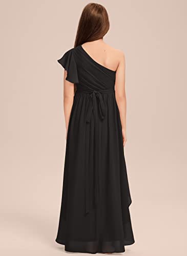 One-Shoulder Junior Bridesmaid Dresses Asymmetrical Chiffon Flower Girl Dress for Teen Girls’ Wedding Party Dress3