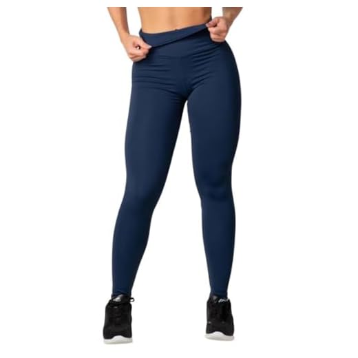 Calça Legging Cintura Alta Academia Fitness Corrida Feminino (BR, Alfa, P, Regular, Alto, azul-marinho)
