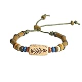 Hao Wu Xuan Pulsera de Cuentas de Espina de Pescado giratoria Original Joyería Tribal para Hombres Joyería de Surfista Ajustable