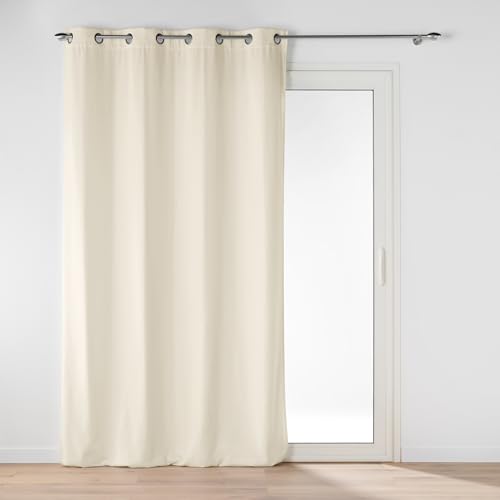 Douceur d'Intérieur Novana Tenda con Occhielli, 135 x 260 cm, Velluto, Tinta Unita, Lino