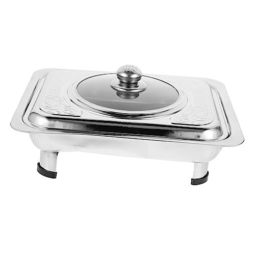 Plateau acier inoxydable rectangulaire avec couvercle MAGICLULU pour repas du buffet