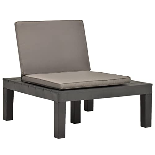 Chaise longue de jardin empilable anthracite avec dossier confort 78cm - 2