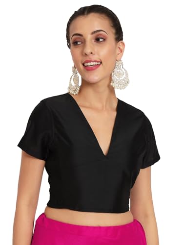 studio rasa Women's Silk Blend Stretchable Crop Top for Festive W...