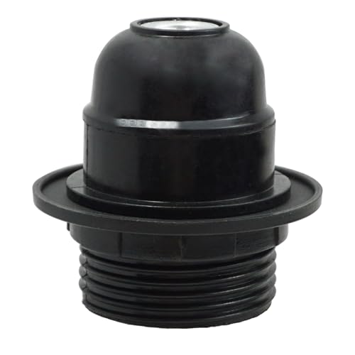 E27 Lamp Holder Edison Screw ES E27 Light Fitting Bulb Holder Table Kit Pendant Socket Black Bakelite with Shade Lampshade Ring Adapter for Table Ceiling Pendant Light Fittings Parts