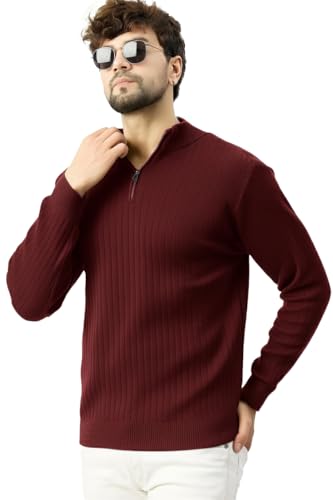 Image of Pivl Men's Winter Half Zip Solid Warm Sweater