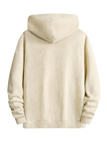 Floerns Men's Letter Patch Long Sleeve Drop Shoulder Quarter Zip Teddy Hoodie Sweatshirts2