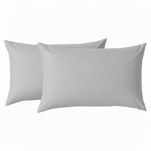 Funda de Almohada 45x105cm - 100% Microfibra - Paquete de 2, Fundas de Cojín con Cierre de Cremallera, Extra Suaves - Gris Claro