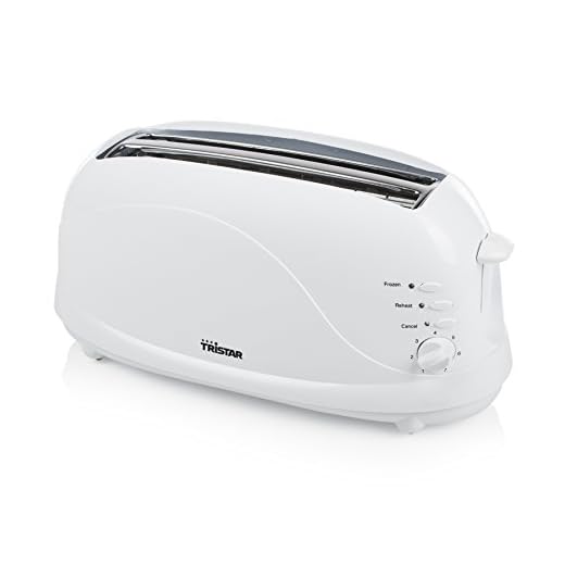 Tristar BR-1045 Tostadora con dos ranuras largas, 7 niveles de tostado, bandeja recogemigas, función de descongelar, calentar y cancelar, expulsión automática, 1100 W