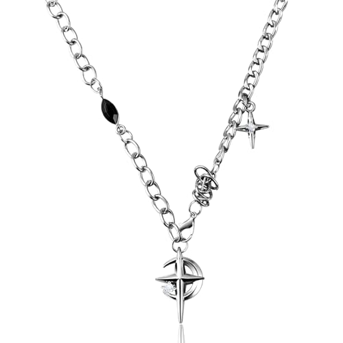 PLwelth Aesthetic Y2K Necklace for Men Star Necklace Punk Gothic Grunge Necklaces Personalized Jewelry Accessories Gifts