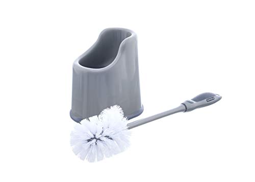 Image of Superio Toilet Bowl Brush and Holder with Under Rim Cleaner for Bathroom, Toilet Brush and Caddy with Non Scratch Bristles and Under Rim Lip Brush, Grey (2 Pack)