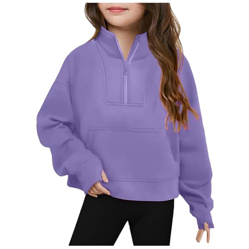 Girls Sweatshirt Long Sleeve Half Zip Up Clothes Stand Neck Fall Winter Pullover Kids Fashion Solid Workout Clothes3