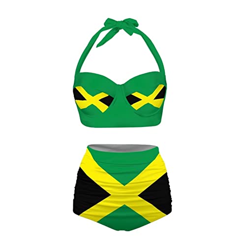 Biyejit Women Two Piece High Waisted Bikini Set Swimsuits Halter Tummy Control Bottoms Bathing Suits S-XXL