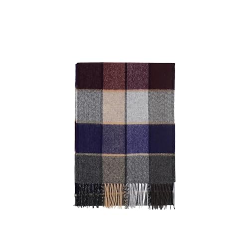 Bufanda de lana engrosada contra el frío invernal bufanda a cuadros unisex de 180 x 30 cm