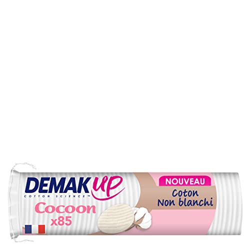 Demak'Up Cocoon Disques Cotons à Démaquiller - Visage et Yeux - 100% Fibres de Coton Naturelles - 85 Cotons Cover
