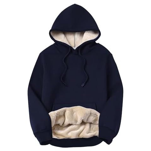 Yeokou Women's Winter Hoodies Pullover Sherpa Fleece Warm Heavyweight Sweatshirt(Navyblue-M) Cover