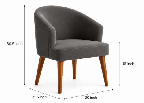 Image of WOODEN SPACE Velvetine Arm Chair for Living Room | Pure Sheesham Wood Legs & Premium Velvet Fabric | Vintage Accent Chair for Home & Office (Gray)