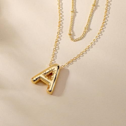 PANSHI Gold Initial Necklaces for Women Teens Gifts Layered Choker Bubble Letter Necklace Gold Jewelry Teen Gift Trendy Stuff Personalized Gifts for Women Her2