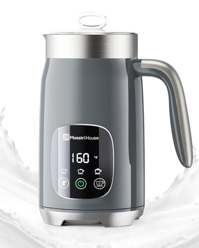 Image of Milk Frother, Maestri House Variable Temp and Froth Thickness Milk Frother and Steamer, 14.1OZ/400ML Smart Touch Control Foam Maker, Memory Function for Latte, Warm Milk