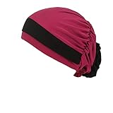 Eine Gr??e passt am meistens YueLian Turban Damen M¨¹tze Hijab Kopft¨¹cher Wrap f¨¹r Haarverlust Krebs Chemo Hut(rosenrot)