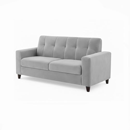 Image of Homeboy Luxe Velvet-Suede Fabric 3 + 2 Seater with Ottoman Sofa Set | Comfortable & Spacious Seating for Upto 6 Person | Modern Sofa Set for Living Room - Light Grey