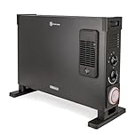 Belaco 2000W Turbo Convector Electric Heater with Fan | 3-Speed Heat Settings & 24-Hour Timer | Energy-Saving Portable Room Heater for Home & Office | Black