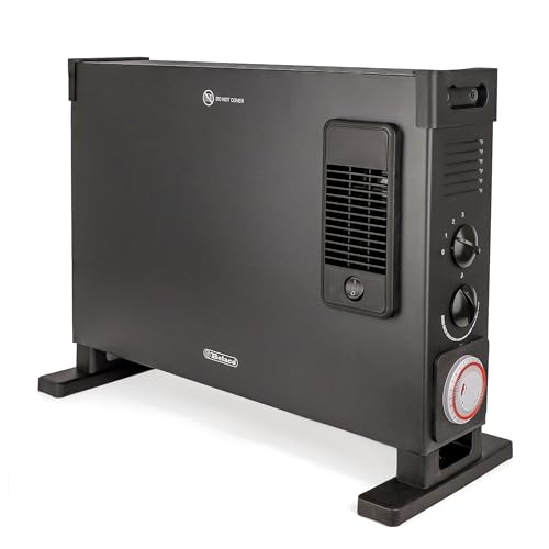 Belaco 2000W Turbo Convector Electric Heater with Fan | 3-Speed Heat Settings & 24-Hour Timer | Energy-Saving Portable Room Heater for Home & Office | Black