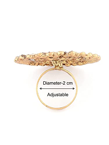 ZAVERI PEARLS Gold Tone Kundan Flower Adjustable Finger Ring For Women-ZPFK10176 - Image 7