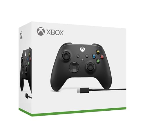 Image of Xbox Wireless Controller - Carbon Black Series X|S, One, and Windows Devices (Black)+ USB-C Cable