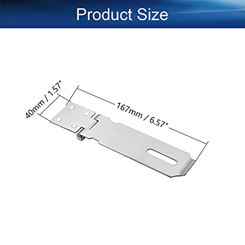 Image of Hasp Staple Padlock Latch, 167mm Length,Stainless Steel Furniture Cupboard Door Stainless Steel Silver Tone 1pcs