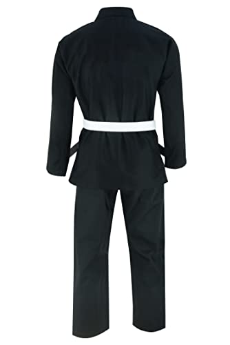 REX Sports Karate Uniform for Kids & Adults Lightweight Student Karate Gi Martial Arts Uniform with Belt (Black, 00)