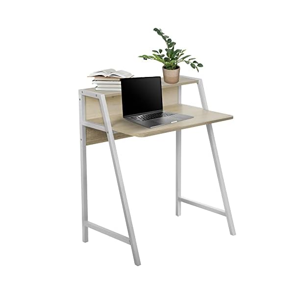 hjh OFFICE 634722 Schreibtisch Dumont Holz Ahorn/Weiß Computertisch klein mit Stauraum