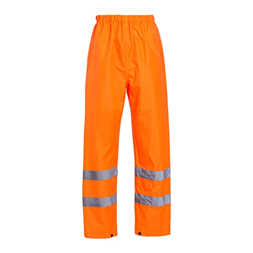 Blackrock Orange Hi Vis Waterproof Overtrousers, Reflective High Viz Visibility Safety Work Trousers Men's and Women's, Rain Waterproof Pants, Workwear Overalls, Fully EN Certified - Size Medium