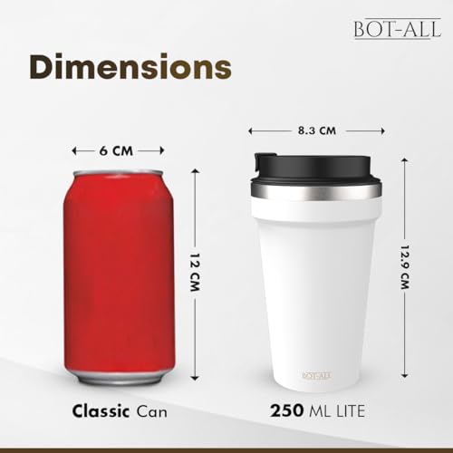 Image of BOT-All LITE Premium Mug, Made with 304 Stainless Steel Inner Layer & PS Plastic Outer Layer, Lightweight and Portable, Perfect for Hot and Cold Beverages, Easy to Carry (White - 500 ml)