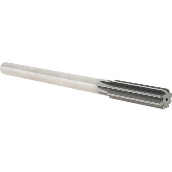 Hertel Chucking Reamer, RH Cut, 0.7550" Diameter, HSS, Straight-Cylindrical Shank, 9-1/2" OAL, 2-1/2" Flute Length, 8 Flute