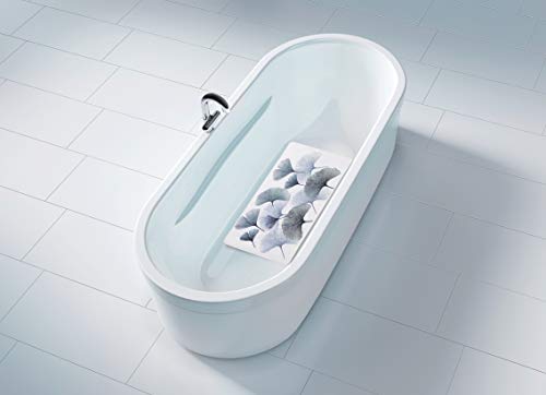 Wenko Bath Mat Ginkgo Non-Slip Bath Mat with Suction Cups Plastic (TPR), Multi-Colour, 70 x 40 cm