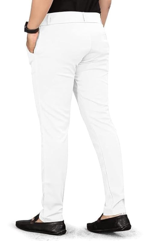 Image of VIJETA Garments for Men Lycra Blend Formal Trousers ? Smart Fit Office Wear Pants with Elastic Waistband & Zip Fly