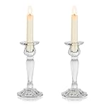 Nuptio Glass Candlestick Candle Holder Set of 2 Taper Candle Holder Clear Candle Holders for Candlesticks Candleholders for Long Candles Stick Tall Wedding Birthday Party Dinner Table Centerpiece