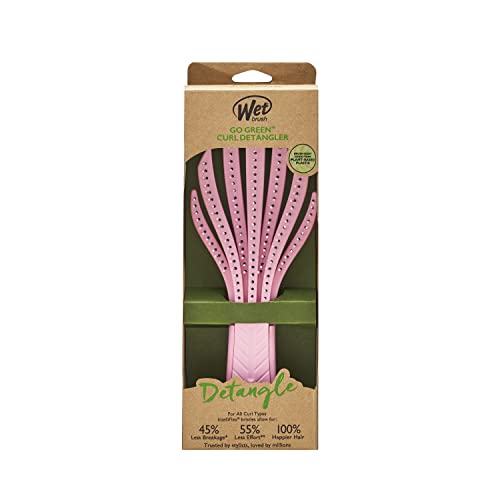 Wet Brush BIO830CURL Go Green Curl Detangler Hair Brush- Pale Pink -Ultra-Soft Intelliflex Detangling Bristles Glide Through Tangles With Ease - Great For Curly Hair-No Split Ends & Pain-Free For Wet Or Dry Hair thumb #3