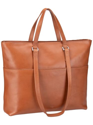 Maletín JOST Rana Business Bag marrón cognac, bolso bandolera y compartimento para portátil