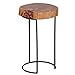 Produktbild WOHNLING Beistelltisch AKOLA Massiv-Holz Akazie Wohnzimmer-Tisch Metallbeine Landhaus-Stil Baumstamm-Form Echt-Holz Natur-Produkt Couchtisch Modern Anstelltisch Unikat Telefontisch unbehandelt Tisch rund
