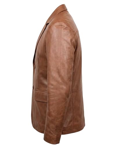 Image of Men's Leather Blazer - Lambskin Leather Blazer Men Genuine Leather Jacket Blazers - Men's Real Leather Sport Coat