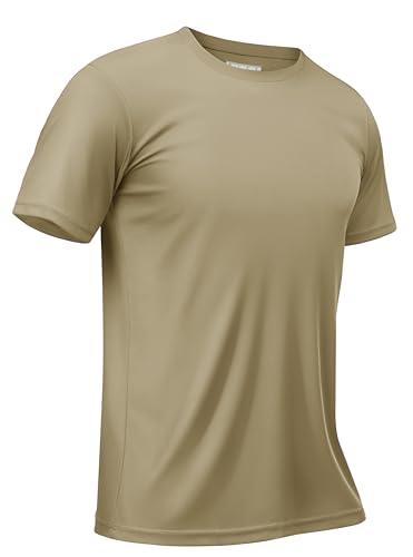 TACVASEN Herren UV-Schutz T-Shirts UPF 50+ Kurzarm Sonnenschutz Atmungsaktiv Trainingsshirt, Stumpfes Cyan, L