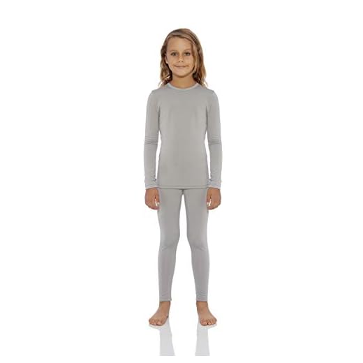 Rocky Thermal Underwear for Girls Fleece Lined Thermals Kids Base Layer Long John Set Grey