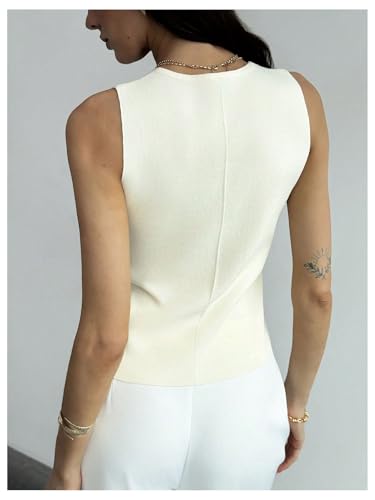 SOLY HUX Women's V Neck Sweater Vest Sleeveless Metal Button Down Knit Casual Tank Tops2